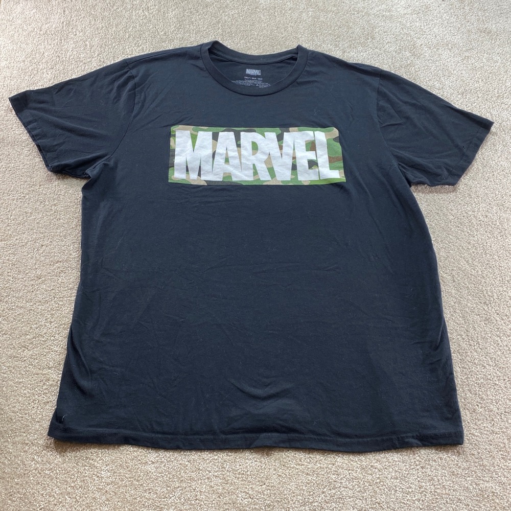 Marvel Shirt Mens 3XLT Black Camo Logo Short Sleeve Superhero‎ Graphic Tee